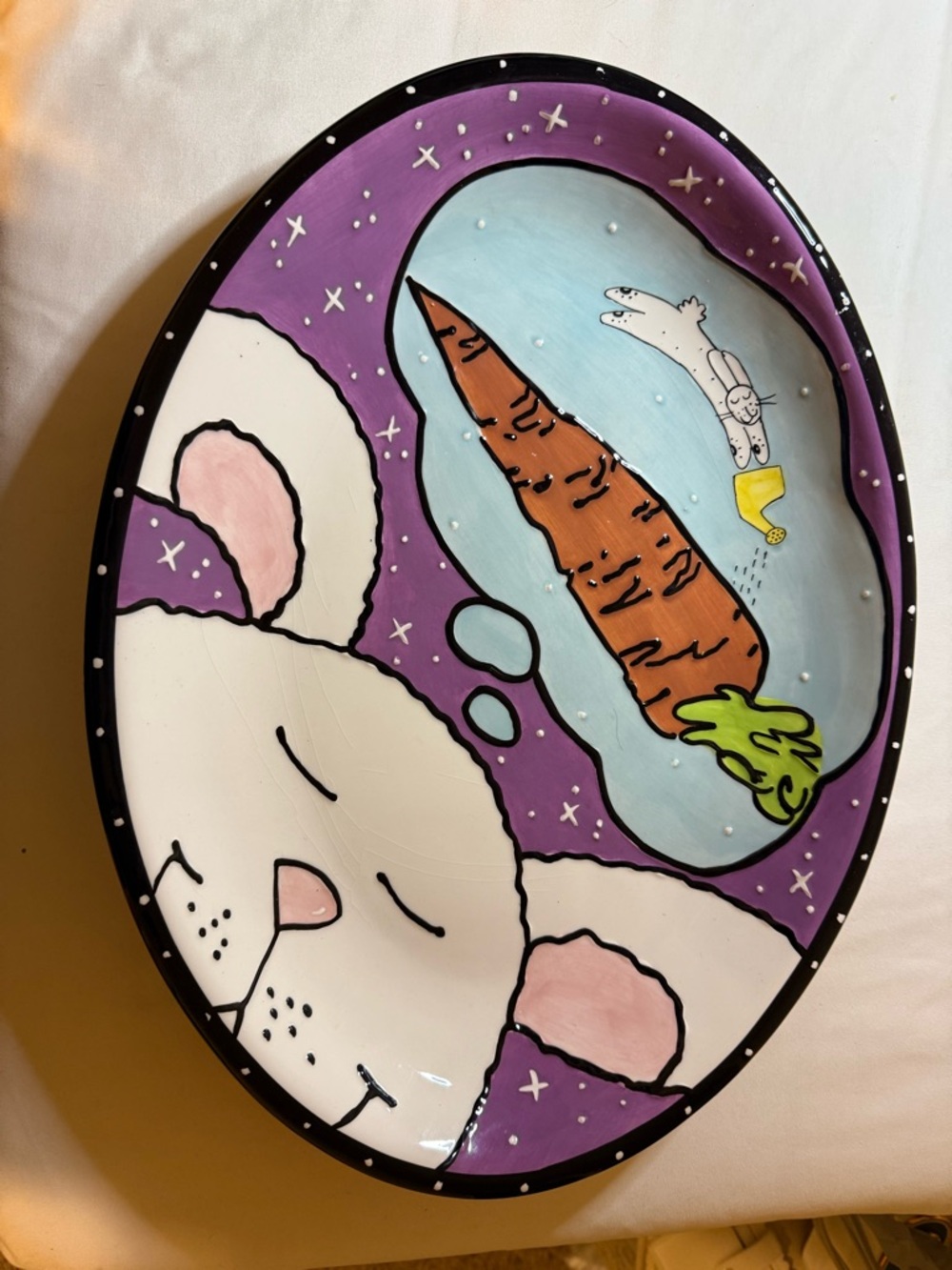 Lotus Bunny Rabbit Decorative Plate